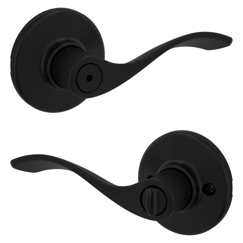 Kwikset Balboa Interior Privacy Door Handle with Lock  Door Lever For Bathroom and Bedroom  Matte Black Reversible Keyless Turn Lock - Image 5